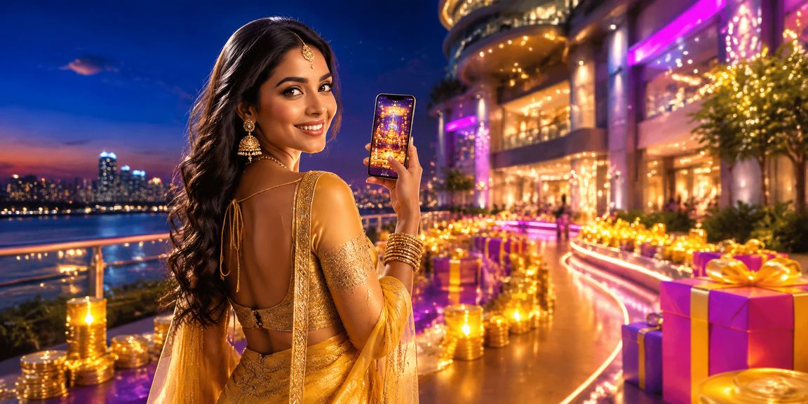 Neon lit Indian mobile casino gameplay